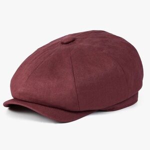 BOTVELA Men/Women Linen Newsboy Flat cap burgundy newsboy hat Size 7.5